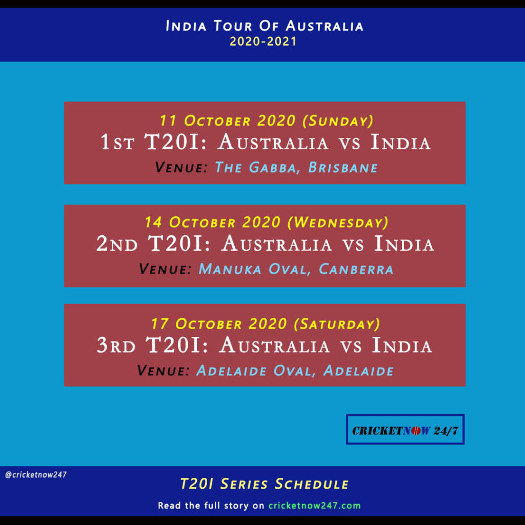 india tour of australia schedule